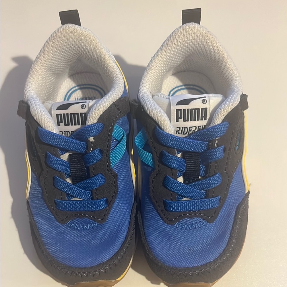 PUMA Kids Blue and Yellow Sneakers